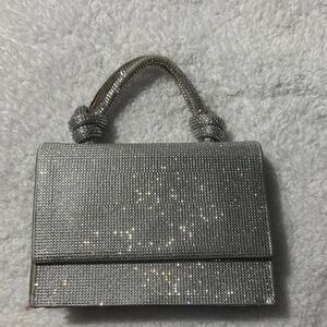 Zara Sparkling Silver Clutch